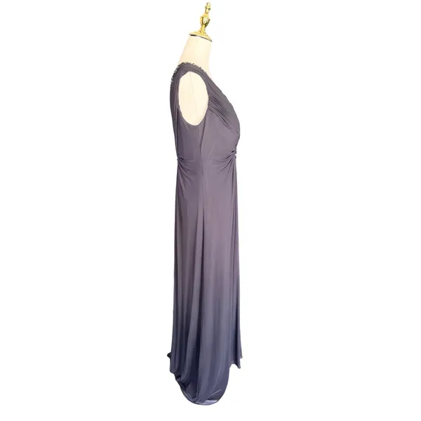 Alex Evenings Woman‎ Gray Embellished Ruched Gown Dress 14W Formal Wedding Guest - Image 5