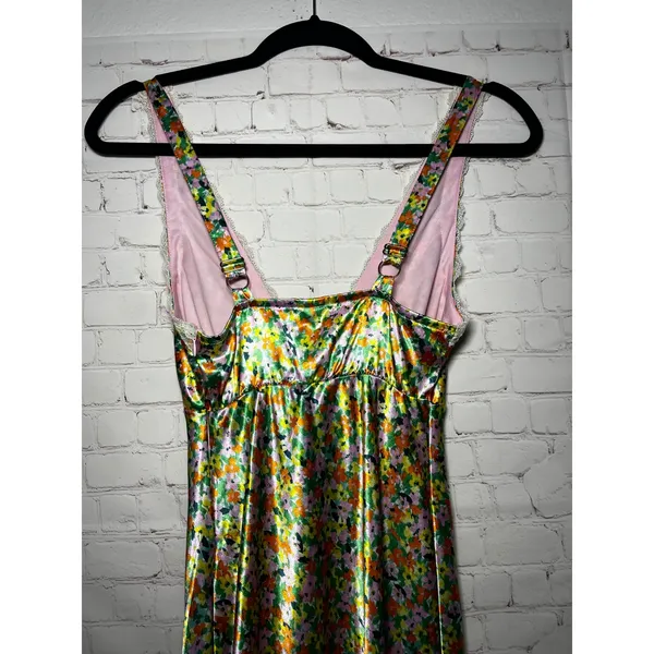 Wild Fable Women's Floral Print Maxi Slip Dress Lace Trim Wedding Guest Size XXS - Image 6