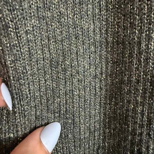 MADEWELL | Mock Neck Rib Knit Gray and Gold Lurex Sweater Dress| Small - Image 2