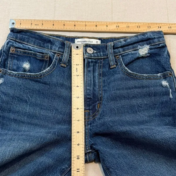 Abercrombie‎ & Fitch | Boyfriend Mid Rise Blue Jeans Distressed | Women's 26/2S - Image 4