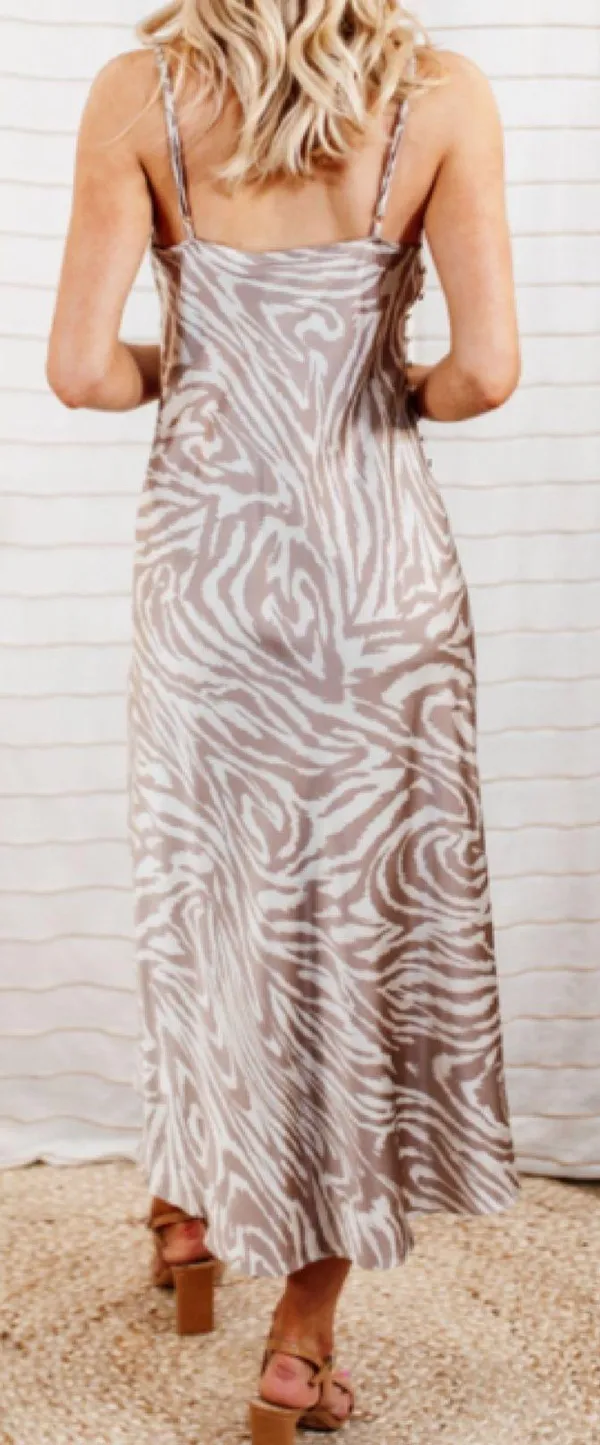 Cowl Neck Zebra Print Midi Dress Size M - Image 2