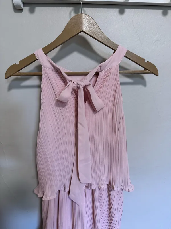 Light Pink Pleated Tiered Dress - Image 2