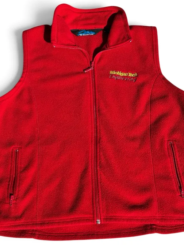 Michigan Tech Red Women's Fleece Vest - Sleeveless Zip Front - Image 2