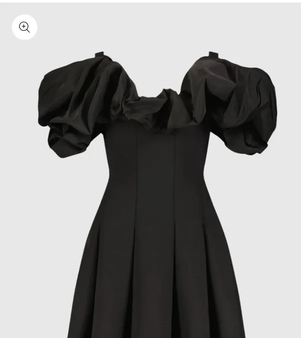 BNWT Mac Duggal Black Ruffle Off Shoulder Crepe Mini Dress Sz 4 - Image 2