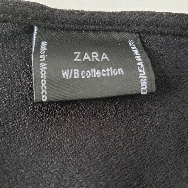 Zara W/B Womens Top Sz M Basket Sheer Cropped Festival Goth Y2K Grunge Minimal - Image 7