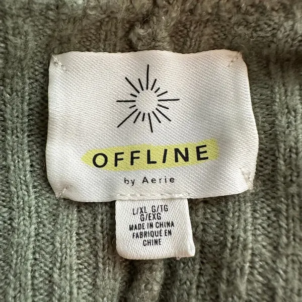 Aerie Offline sage green knit open-front cardigan sweater size L/XL - Image 6