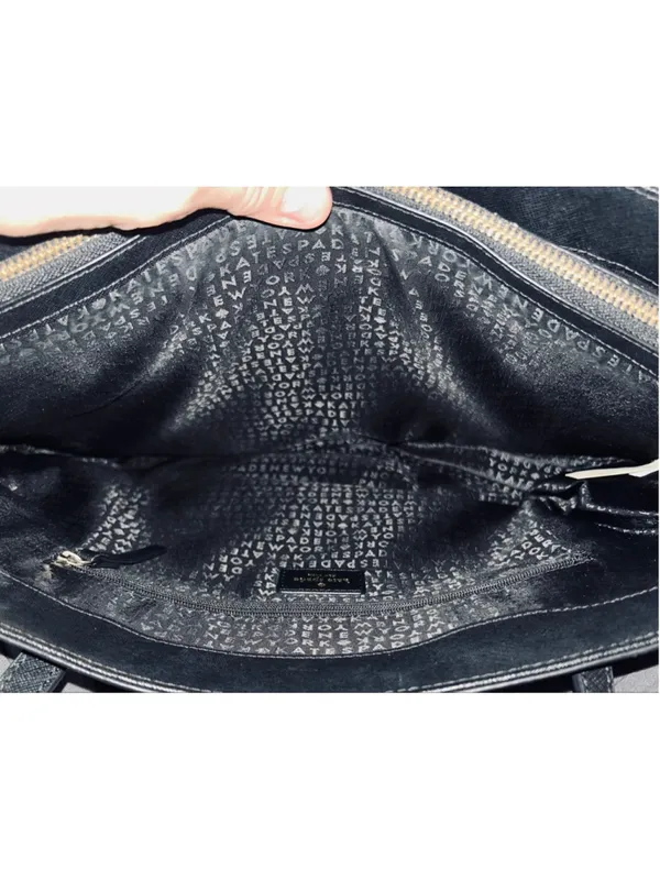Women's Kate Spade Black Leather Tote Bag Large Double Handle - Image 3