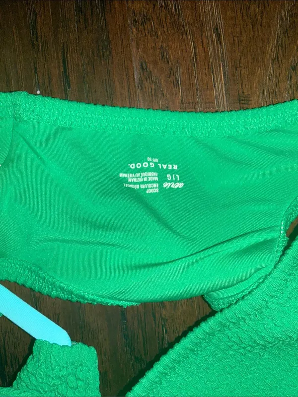 Aerie Green Textured Bralette Swim Top Large - Image 4