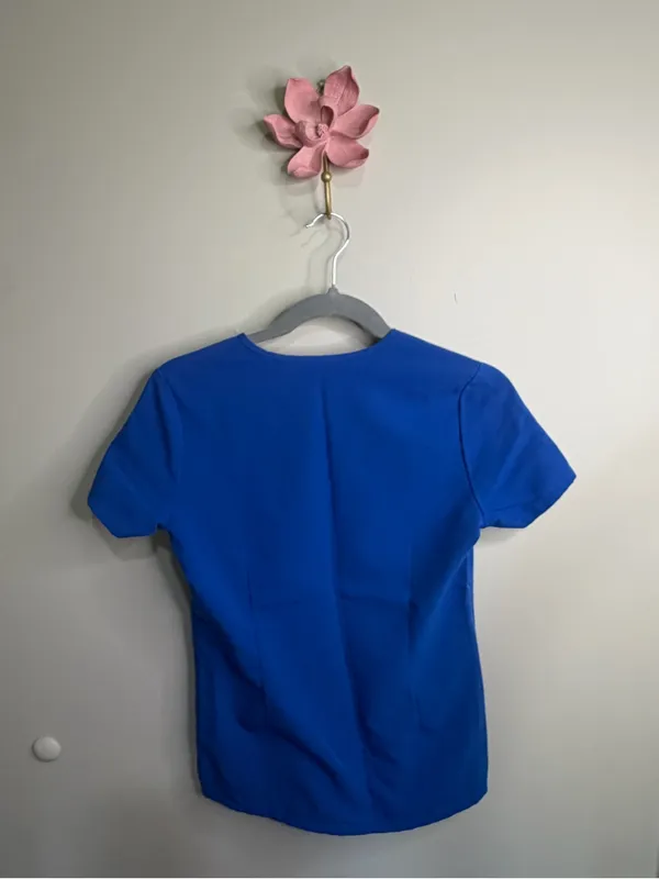 Figs V-Neck Scrub Top in Cobalt Blue - Image 3