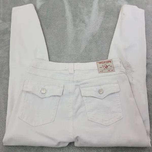 True Religion Jeans Women's 30 HALLE Mid Rise‎ Super Skinny White Denim - Image 11