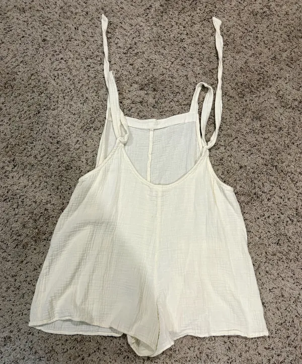Yellow Linen Romper Size L - Image 2