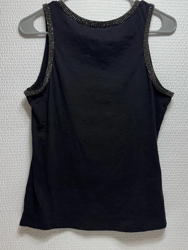 Sis sis Black Beaded Trim Tank Top large - Image 3