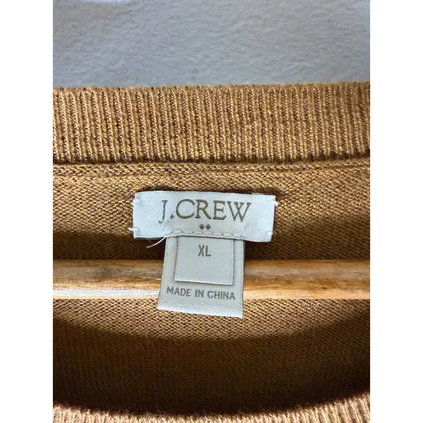 J crew factory XL Llama Embroidered Crewneck Sweater Brown Long Sleeve Knit Top - Image 4