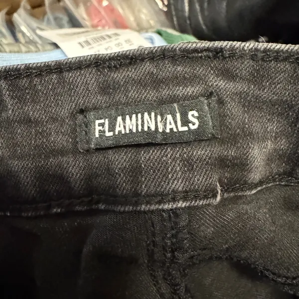 2027‎ | NWT Flamingals High Rise Straight Leg Faded Charcoal Jeans Women M - Image 5