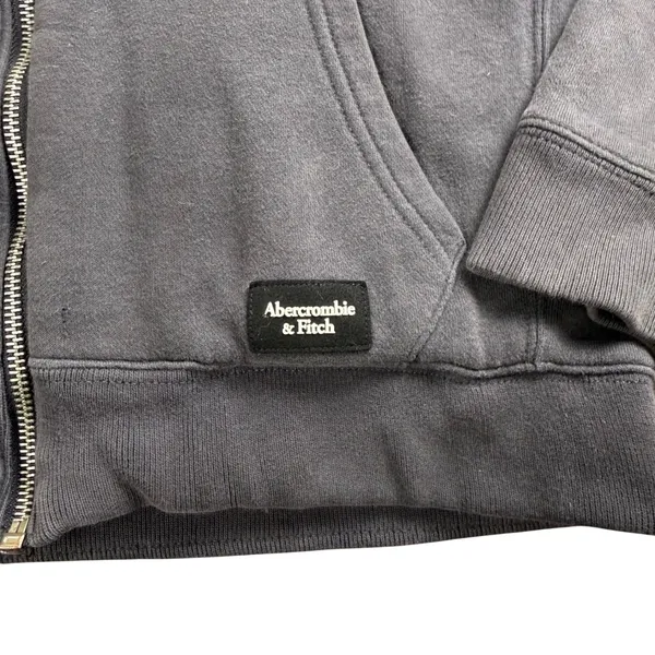 Abercrombie & Fitch Hoodie Women XS‎ Gray Sherpa Lined Zip Up Fleece Jacket - Image 3