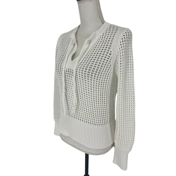 REPEAT White Perforated Drawstring Sweater‎ Size XXS - Image 6