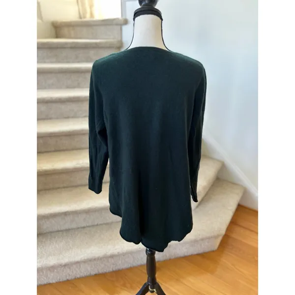 Joie Cashmere Oversize Asymmetric Hem Dark Forest Green Sweater - Image 4
