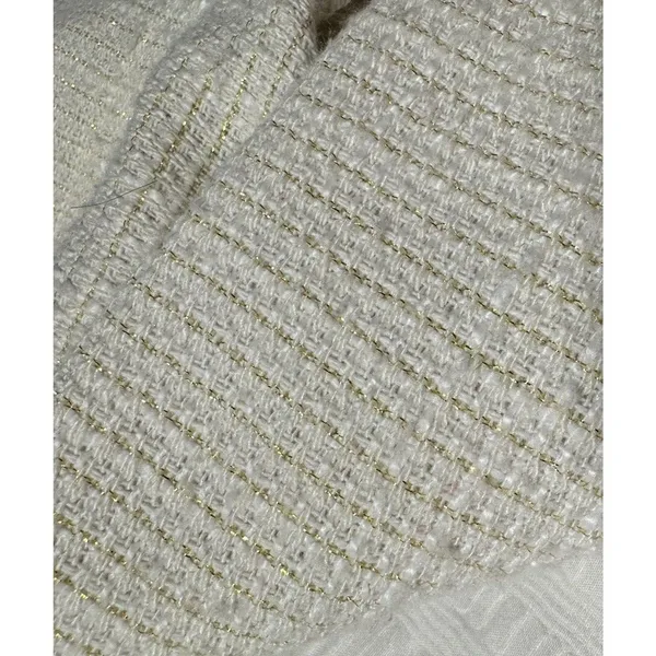Sweet Rain Tweed Shacket Shirt Jacket White Gold Shimmer Accent - Image 9