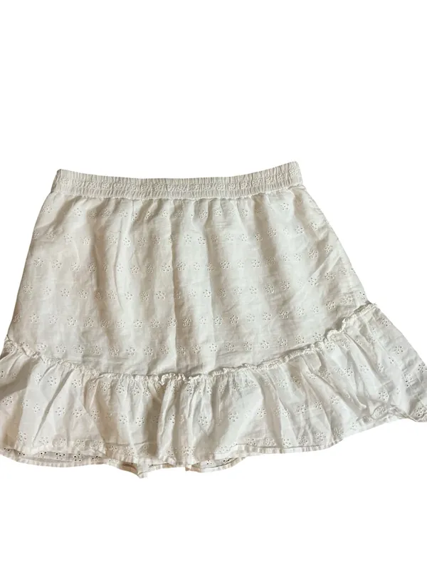 Hollister White Eyelet Embroidered Ruffle Mini Skirt High Rise Size M - Image 2