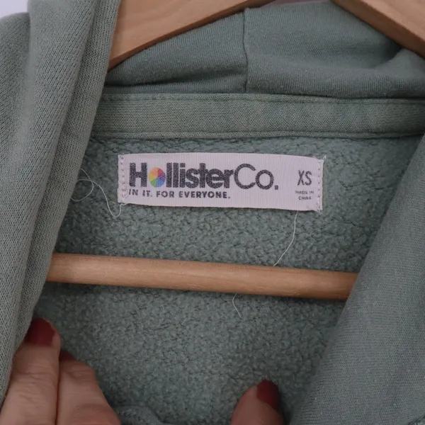 Hollister Hoodie Womens XS Graphic Sage Green Embroidered Logo Fair - Image 3
