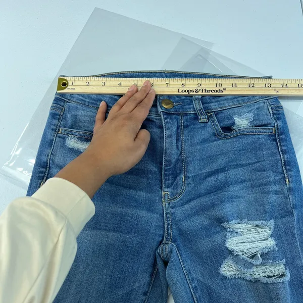 American Eagle Outfitters High Rise Jegging Jeans Womens 4 Blue Denim Distressed - Image 12