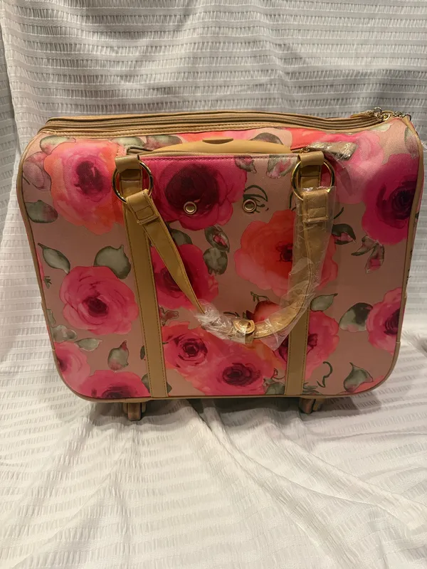 Caroline Hill NEW W TAGS Gi Gi. Hill pink floral spinner wheeled rolling carry on weekender bag - Image 6