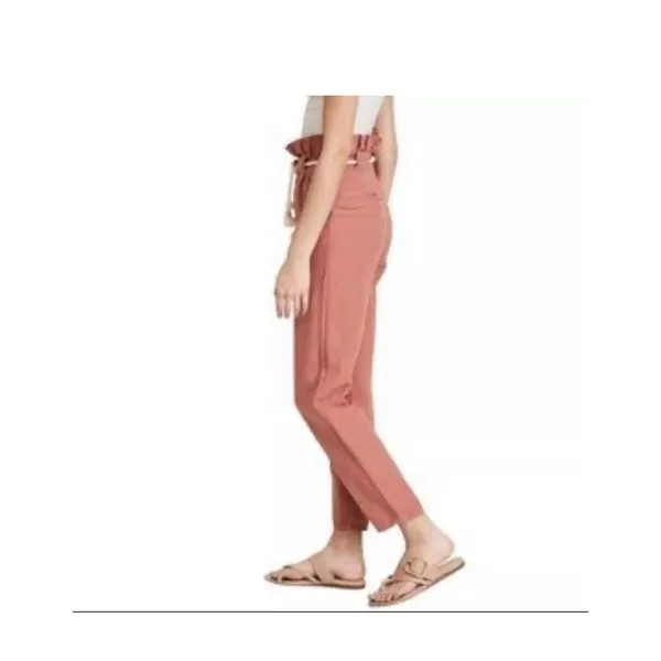 Veronica Beard Karter Paperbag Linen Blend Casual Crop Pants Mocha woman’s 12 - Image 2