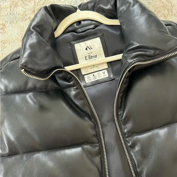 Abercrombie Black Faux Leather Puffer Vest - Image 3