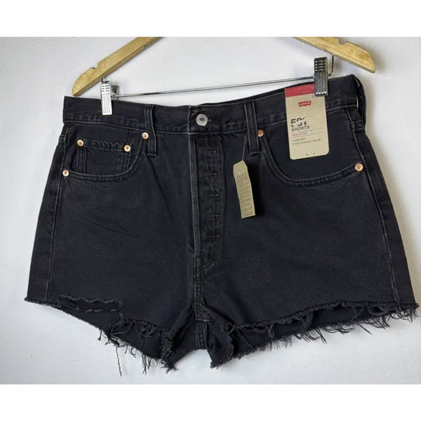 NWT Levi's 501 Women Size 32 (14) Black 100% Cotton Denim 2" Cutoff Shorts - Image 3