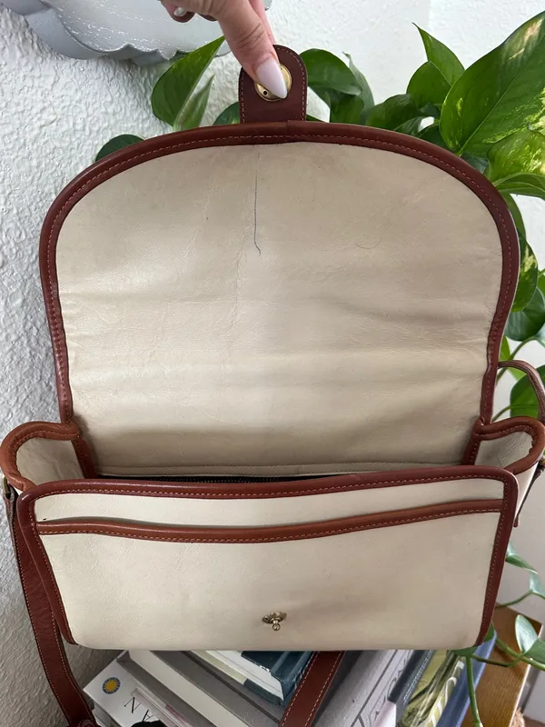COACH Vintage RARE Spectator Saddle Crossbody Bag Bone & Tabac Leather 077-6787 - Image 11