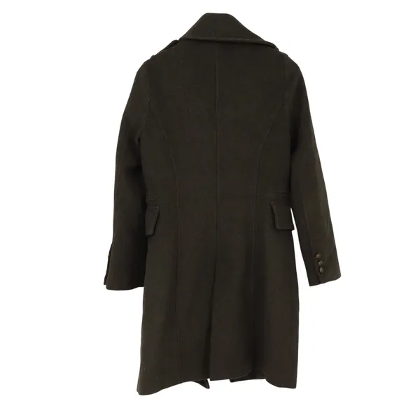 Forever 21 Wool Pea Coat Womens M Double Breasted Olive Green Military Good - Image 7