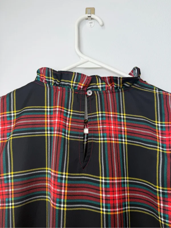 J. Crew Tartan Bow Neck Tank with Ruffles Plaid Tank Top Size XXS - Image 6