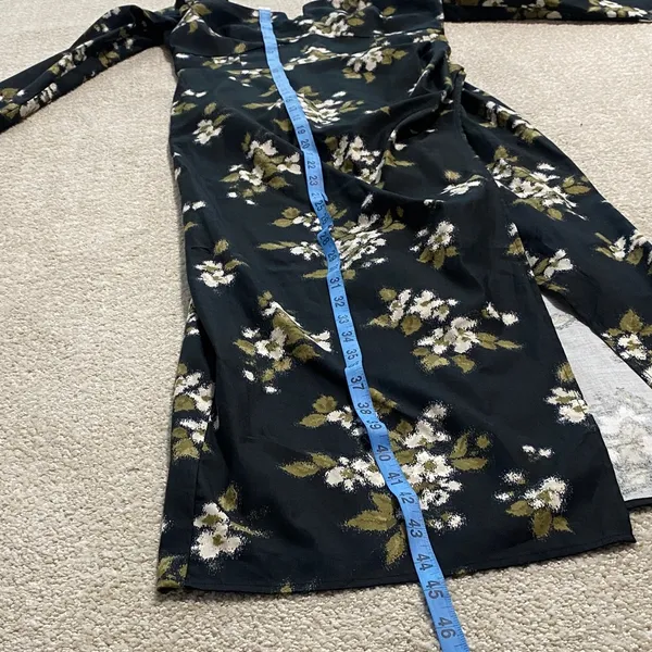 Reformation Floral Sweetheart Neck Midi Dress Long Sleeve Side Slit Size 6 . - Image 16