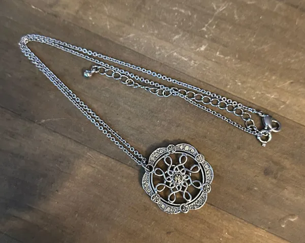 Vintage Avon Rhinestone Marcasite Sun Pendant Necklace - Image 2