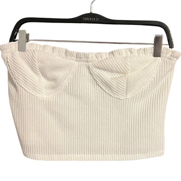 Kirious Los Angeles XL white Ribbed Knit Strapless Bustier Crop Top - Image 2