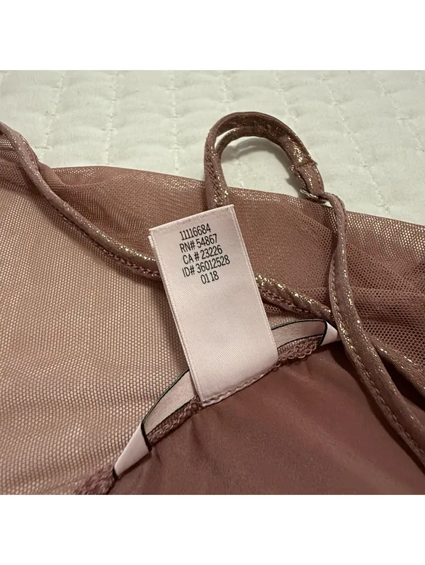 Victoria’s Secret Mauve Pink Rose Gold Shimmer Sz M Medium Nightie Slip Lingerie - Image 14