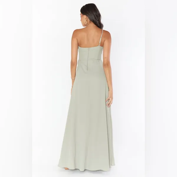 Show me your mumu Shannon one shoulder bridesmaid dress in moss green - Image 5