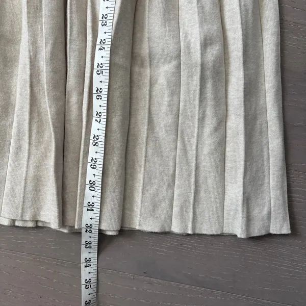 Lulus Beyond Sweet Heathered Beige Pearl Pleated Mini‎ Sweater Dress Sz M - Image 9
