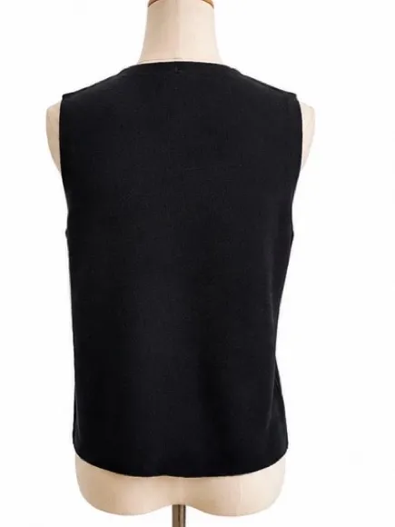 Joie NWT Black Button Front Knit Vest Size Medium - Image 3