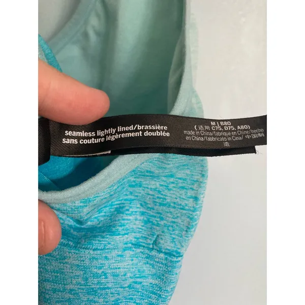 PINK Victoria's Secret Sports Bra Medium Blue Ombre Longline - Image 6