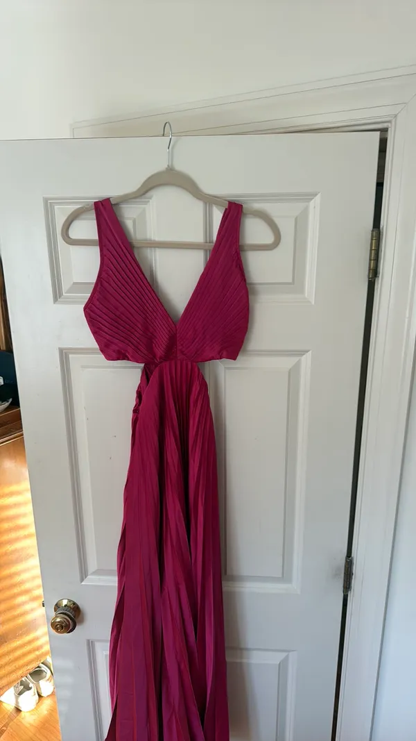 Abercrombie Maxi Dress Cut-Out Satin Pleated - Image 4