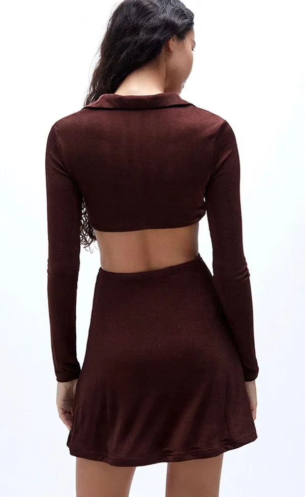 Peppermayo Brown Cutout Dress - Image 2