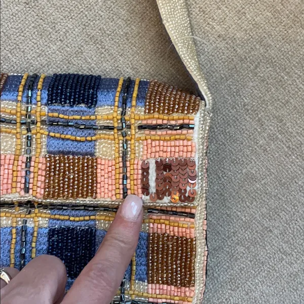 Anthropologie Fiona Checkered Beaded Bag - Image 2