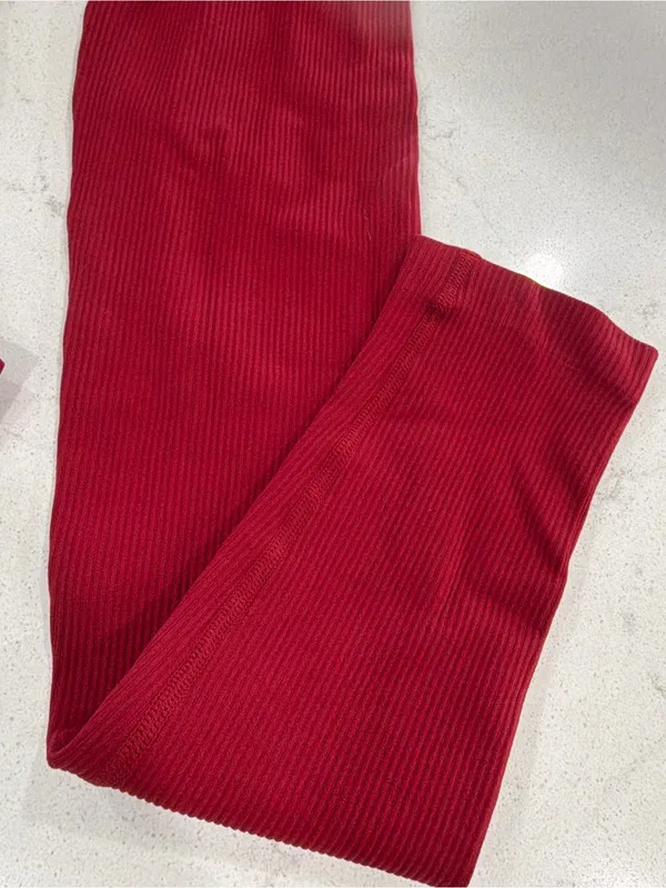 Ribbed Long-Sleeve One-Piece Jumpsuit in Burgundy - Image 5
