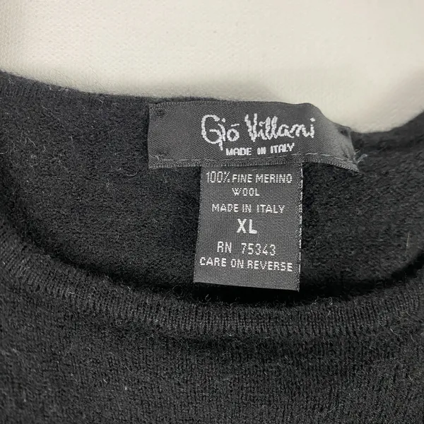 Gio Villani Sweater Womens Small Black Fine Merino Wool Crewneck Knit Made Italy - Image 2