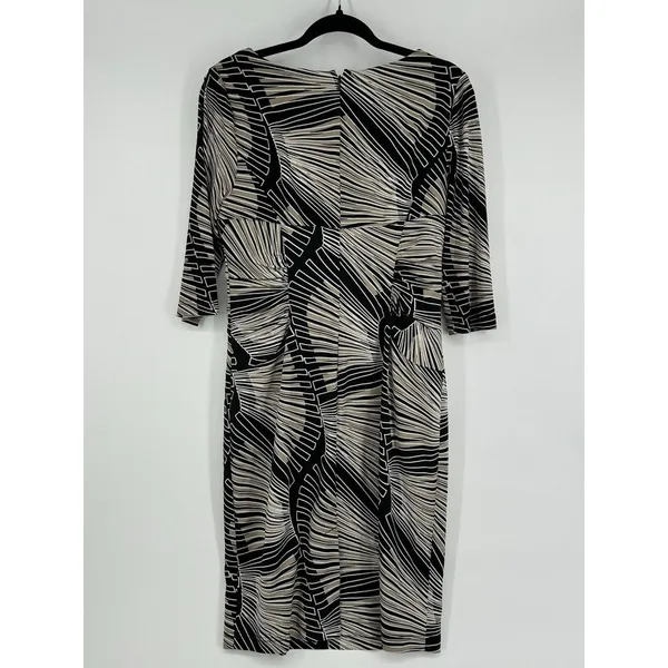 Adriana Papell Geometric Fitted Stretch Sheath Ruched Sides Fully Lined‎ Size 6 - Image 2