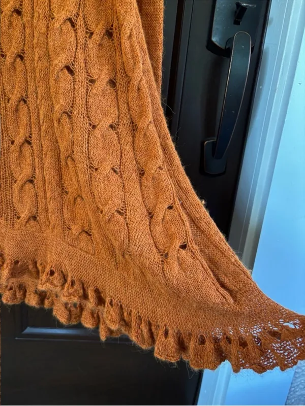Free People Waterfall Alpaca Blend Cable Knit A Line Sweater Generous Size Small - Image 5
