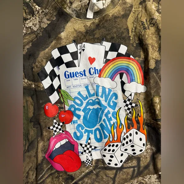 The Rolling Stones Camo Tee with Colorful Graphic - Image 5