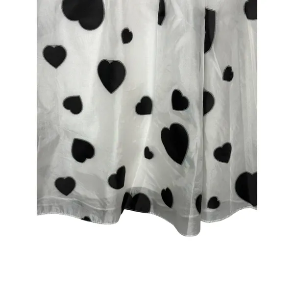 J.Crew Organza Heart Skirt Womens‎ 2 White Black A-Line Midi Romantic Coquette - Image 10
