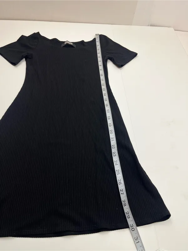 Reformation Classic Black Ribbed Short Sleeve Scoop-neck Dress Womens XS Stretch - Image 6